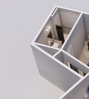 Tuxedo Style A - 2 bed, 2 bath apartment 3D floor plan Tuxedo Style A - 2 bed, 2 bath apartment 3D floor plan